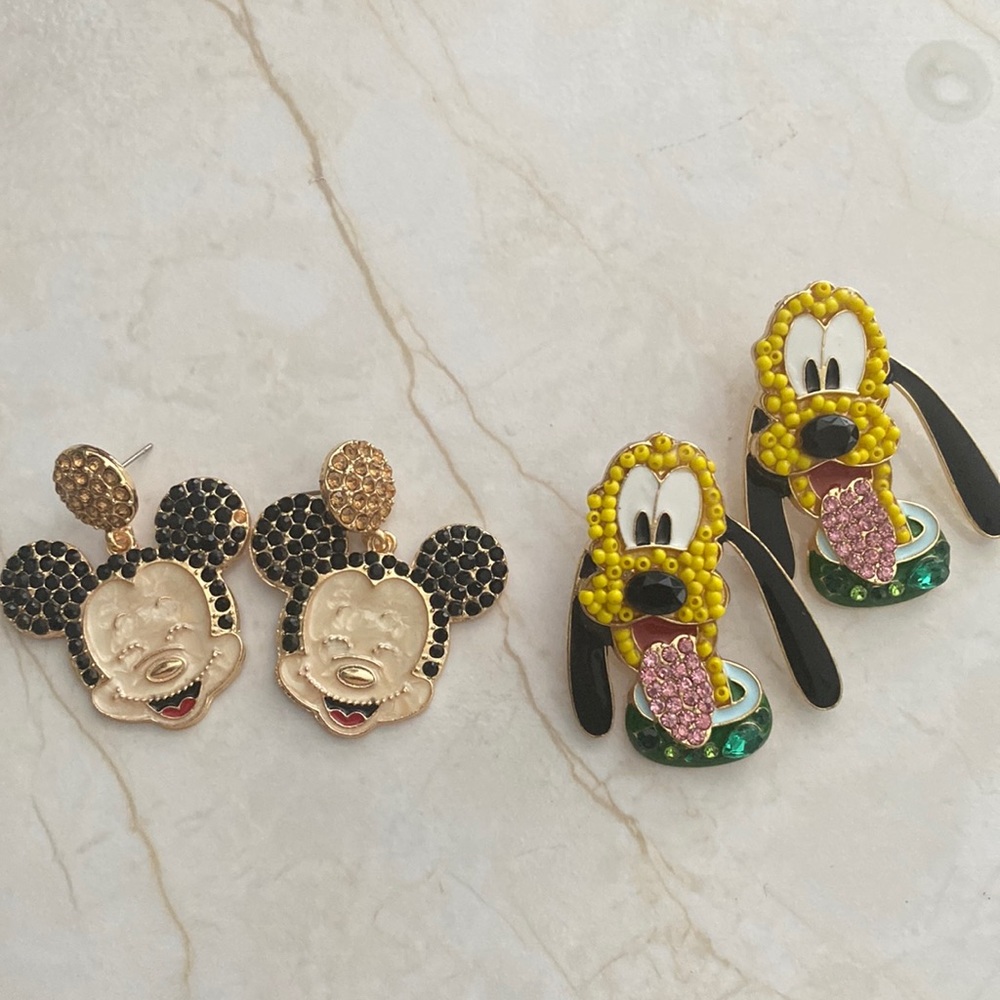 New disney mickey mouse and pluto earring bundle